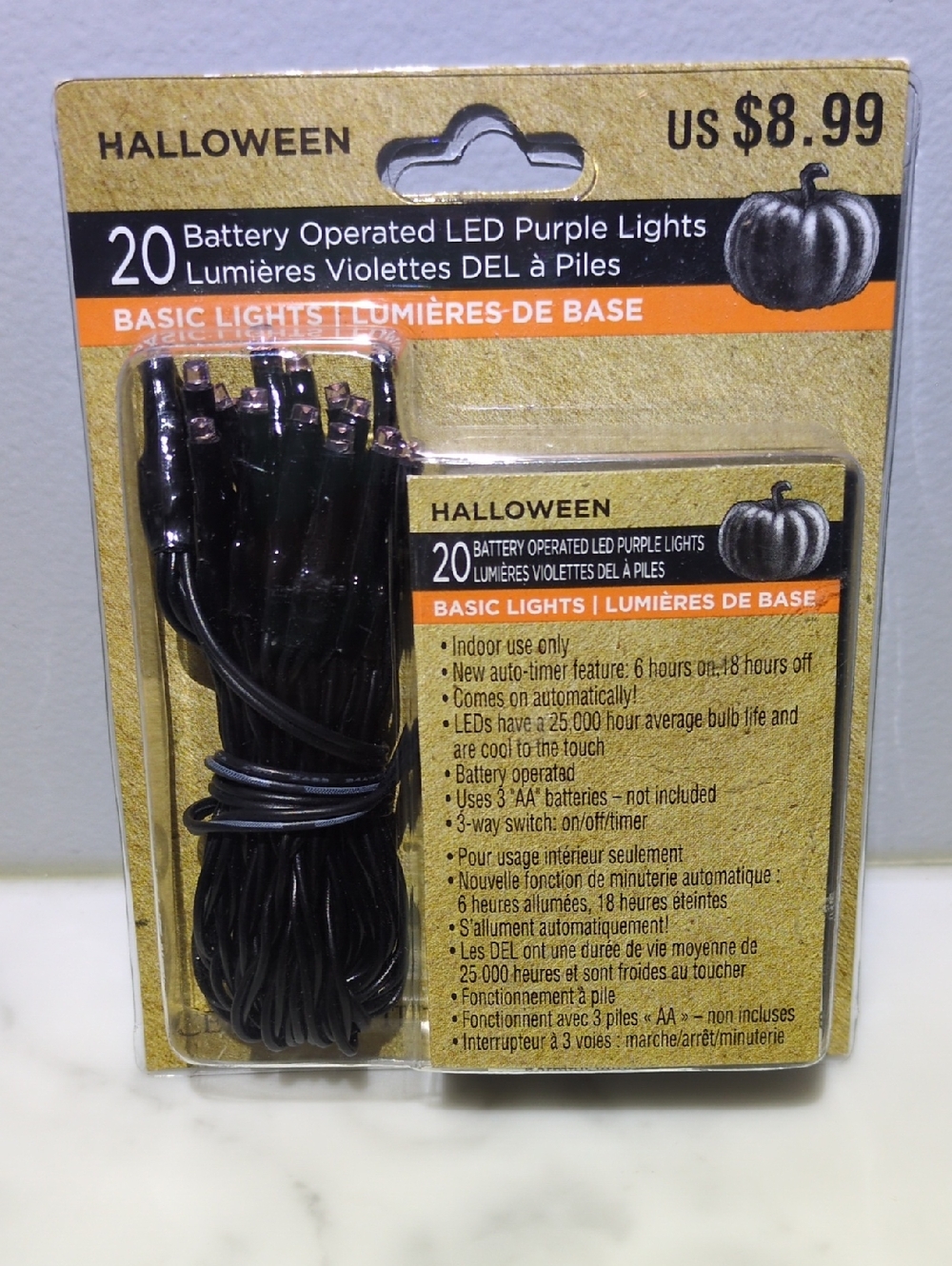 Purple Battery Operated LED String Lights - 20count